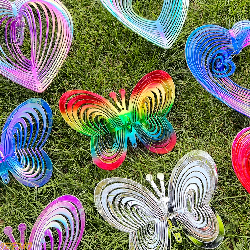 1pcs Crystal Wind Chime Love Diamond Prism Pendant Butterfly Dream Catcher Rainbow Pendant Home Garden and Yard Wind Chime Decor 2