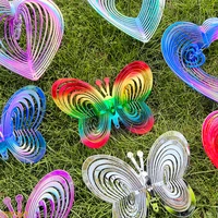 1pcs Crystal Wind Chime Love Diamond Prism Pendant Butterfly Dream Catcher Rainbow Pendant Home Garden and Yard Wind Chime Decor 2