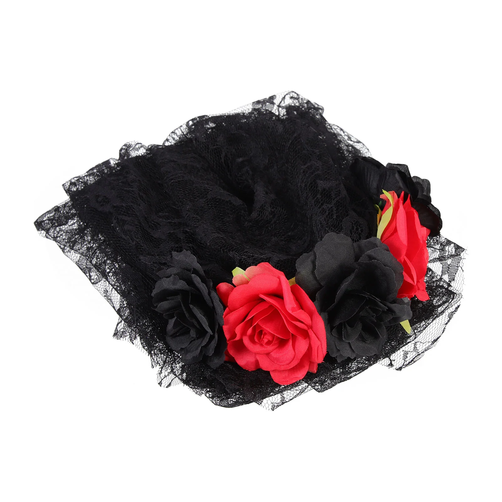 

Rose Flower Headband Veils Mexican Flower Veil Day of The Dead Veil Headpiece Costume Wedding Headpiece