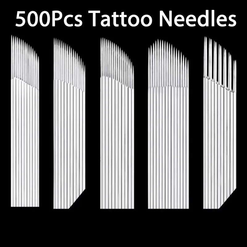 

500Pcs 14/15/16/17/18/23/24Pin Fog Needle Permanent Eyebrow Makeup Needle Blades For Microblading Pen Manual Dimensional Blade