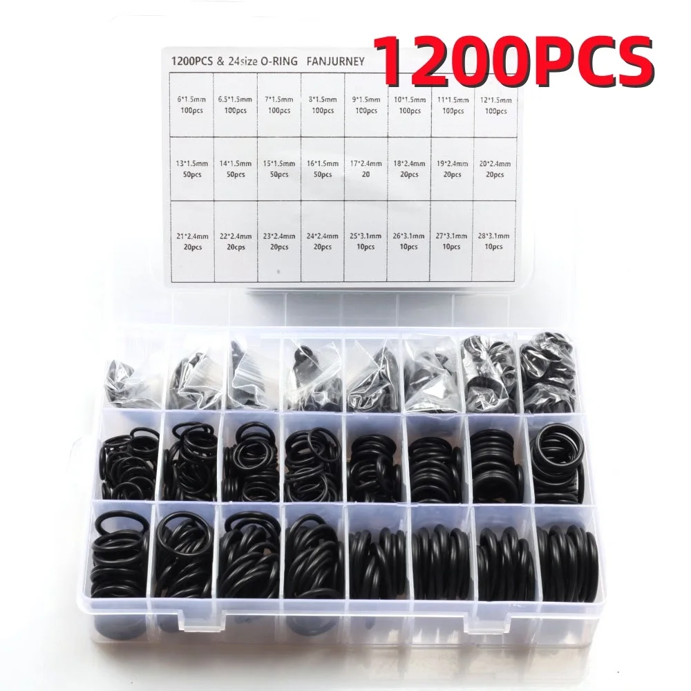 1200pcs 24sizes univerzální auto vzduch conditioning HNBR O kroužky auto spravit nástroje kompresor guma kroužky tmel auto příslušenství