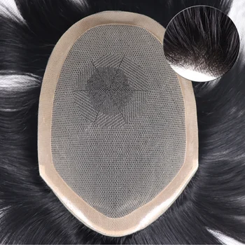 Parrucche da uomo con base NPU in pizzo per uomo 100% capelli umani da uomo parrucchino dritto protesi per capelli umani maschili sistemi di sostituzione pezzo di capelli