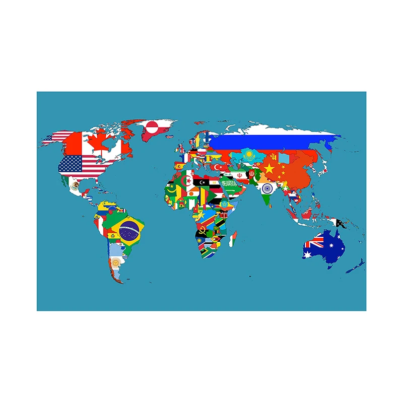 World Map 59x42cm Classic Edition Small Spray Canvas Posters Prints Background for School Classroom Office Supplies