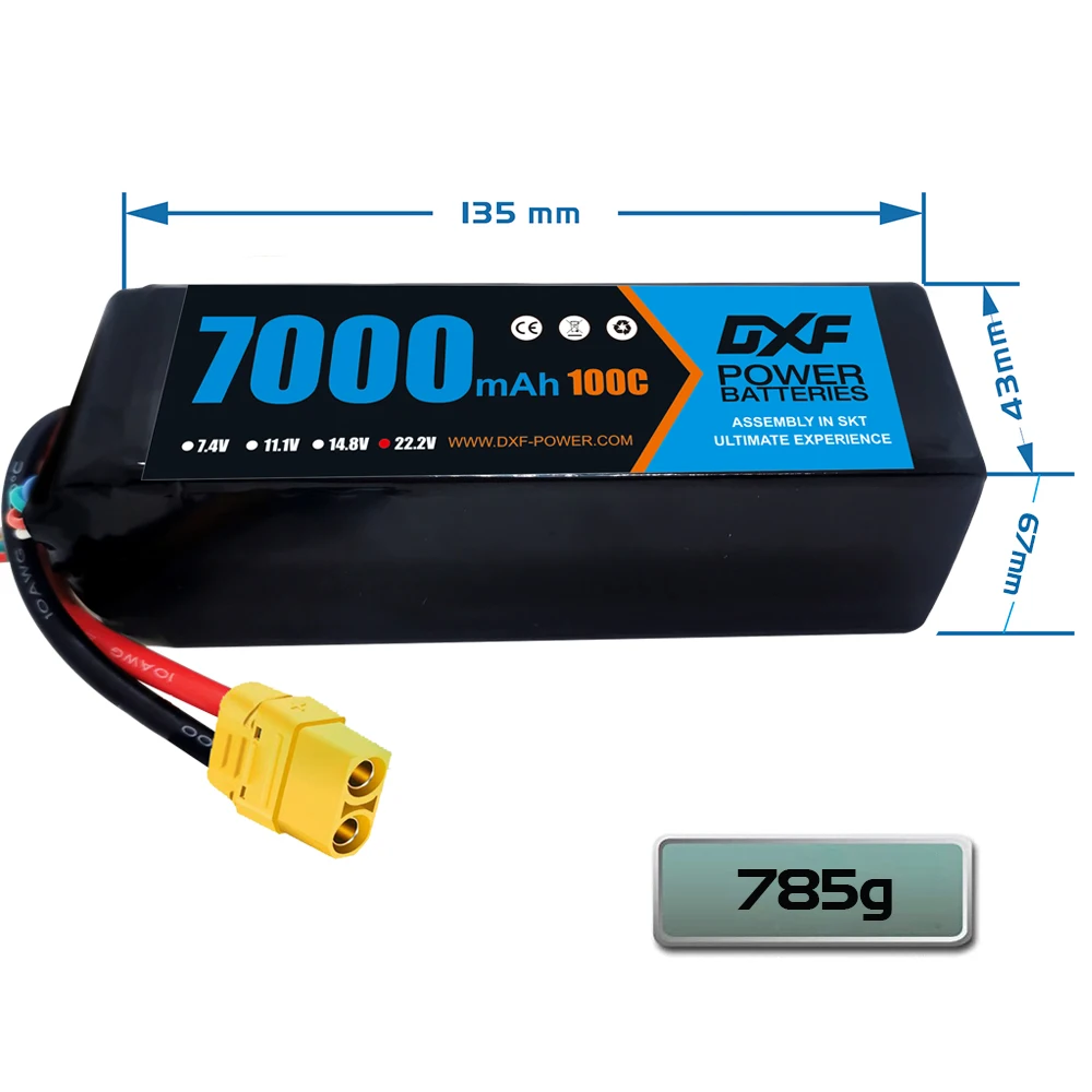 DXF 6S Lipo 22.2V 7000mAh 10000mAh 5200mAh Softcase Battery with XT60 EC5 XT90 for Car Truck Tank RC Buggy Truggy Racing Hobby 4
