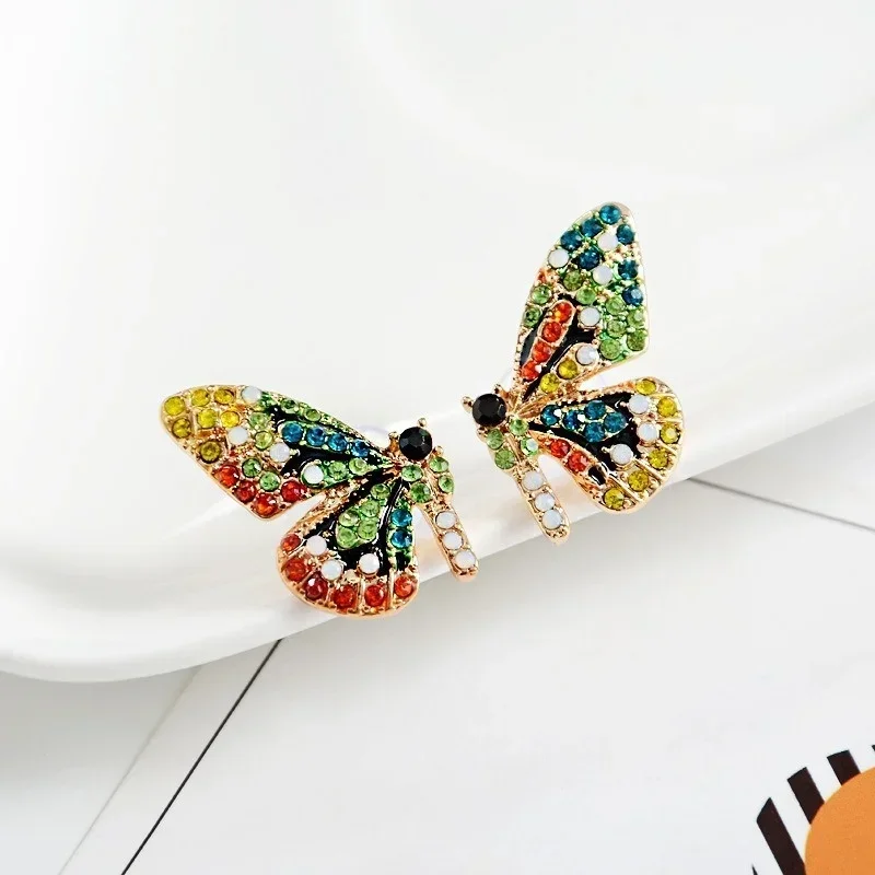Stud Earrings Delysia King Colorful Crystal Butterfly Ear Stud Women Trendy Dream Elegant Temperament Earrings Studs