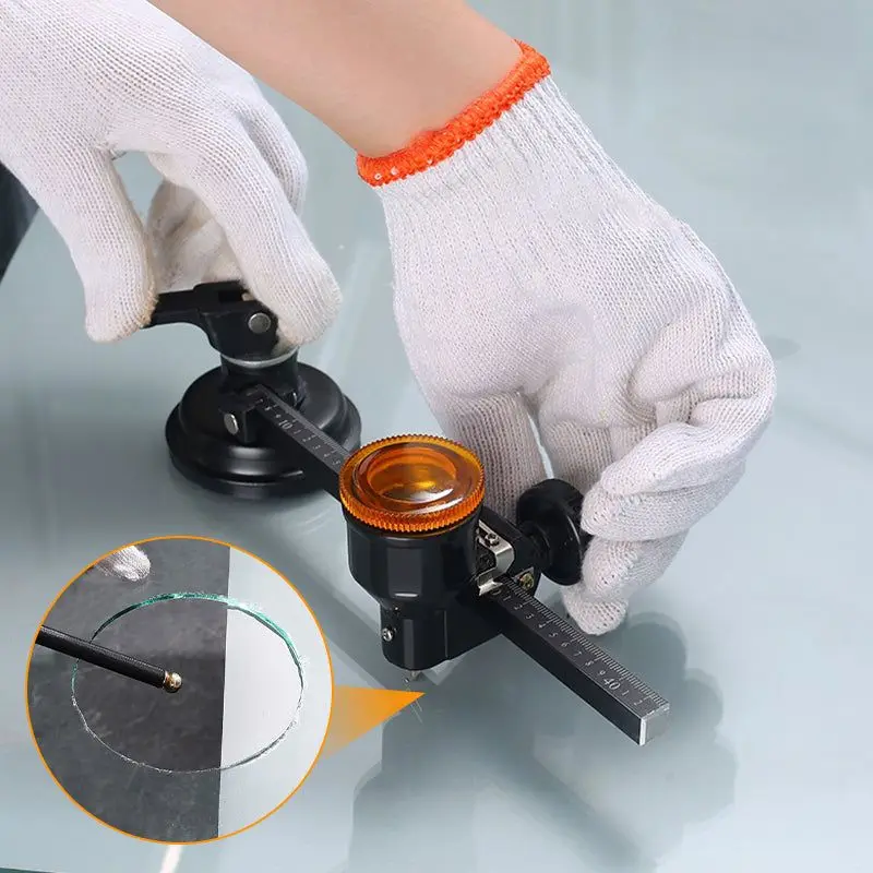 Circular Glass Cutter Glass Compass Gauge Cutter Alloy Adjustable Compasses Suction Cup Cutter Window Hole Opener Glass Process