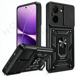 Durable Armor Sliding Camera Cover Case with 360° Support Ring for Xiaomi Poco X8 Pro (Black)