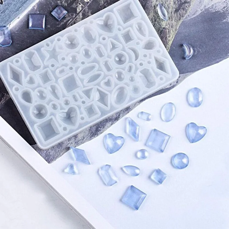 DIY Geometric Gem Silicone Mold Creative Mirror Pendant Epoxy Resin Mold Earrings Hair Clip Decoration Making Dispensing Mold silicone resin molds diy hair pin casting mold resin casting molds hair clip silicone molds jewelry mold for epoxy resin