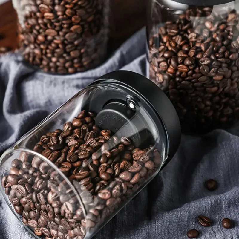 Vacuum Sealed Jug Coffee Beans Glass Airtight Canister Food Grains Candy Keep Fresh Moisture-proof Air Extraction Storage Jar 5