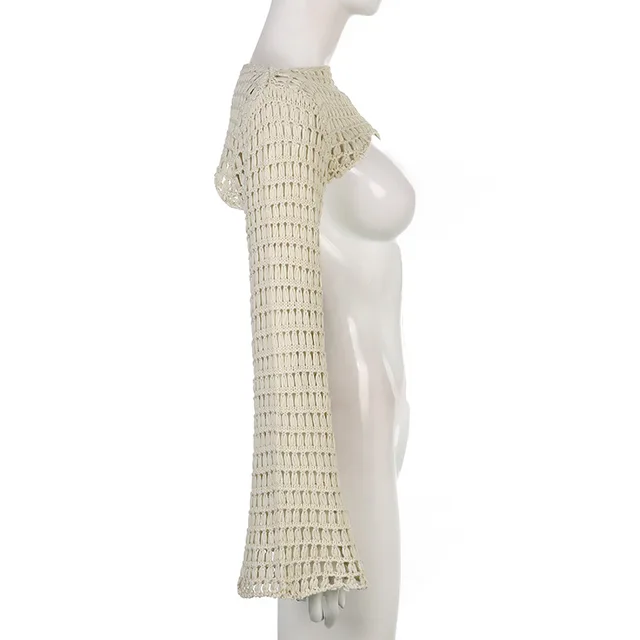 White Crochet Top Y2k Crochet Knitted Crop Top Bolero Shrug Arm