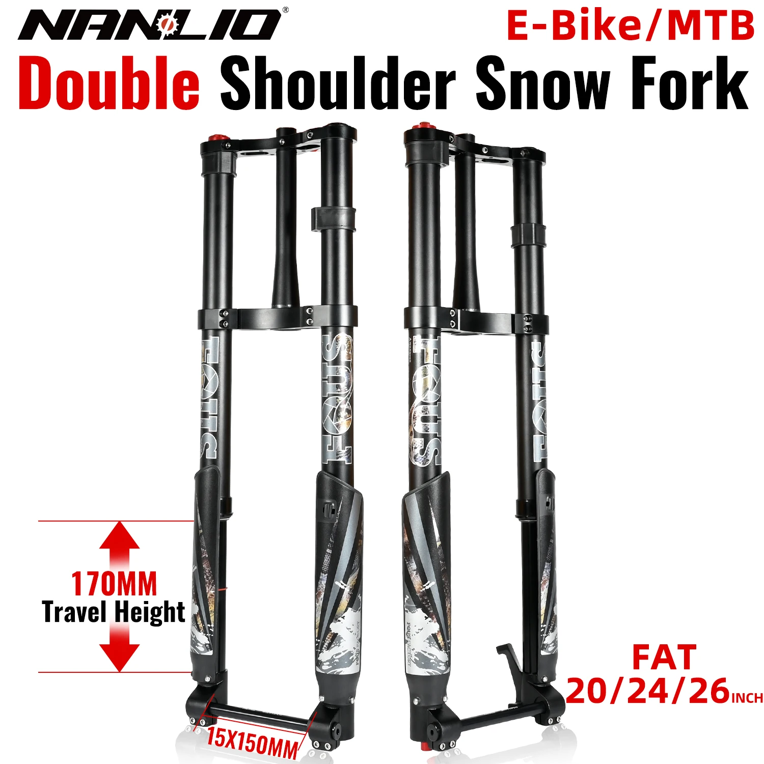 NanlioElectricBikeInvertedSuspensionFork170MM20inch24erFat