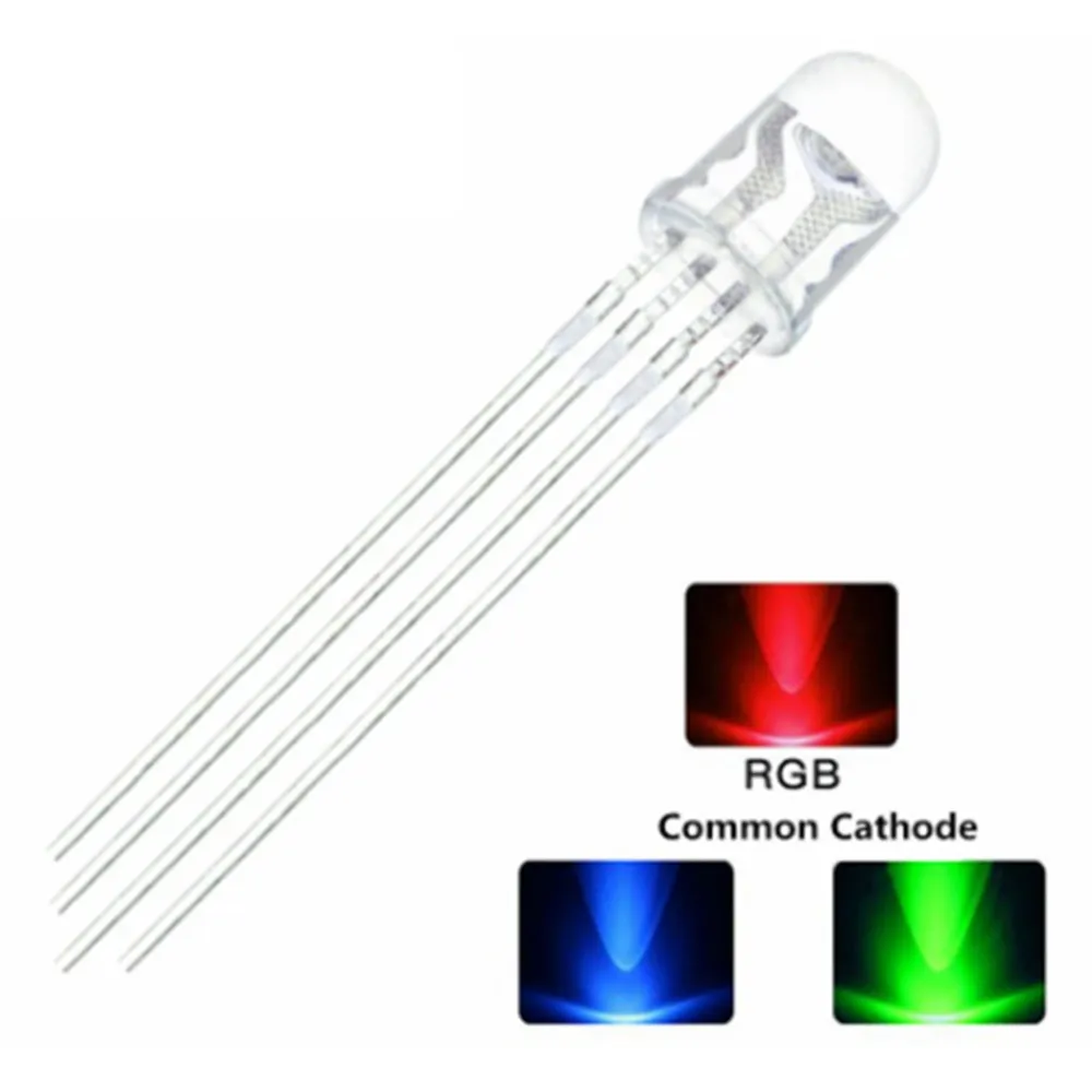 50PCS 5MM High Brightness Full Color LED Light Emitting Diode Four Pin Red Green Blue Three Color RGB Seven Color Light