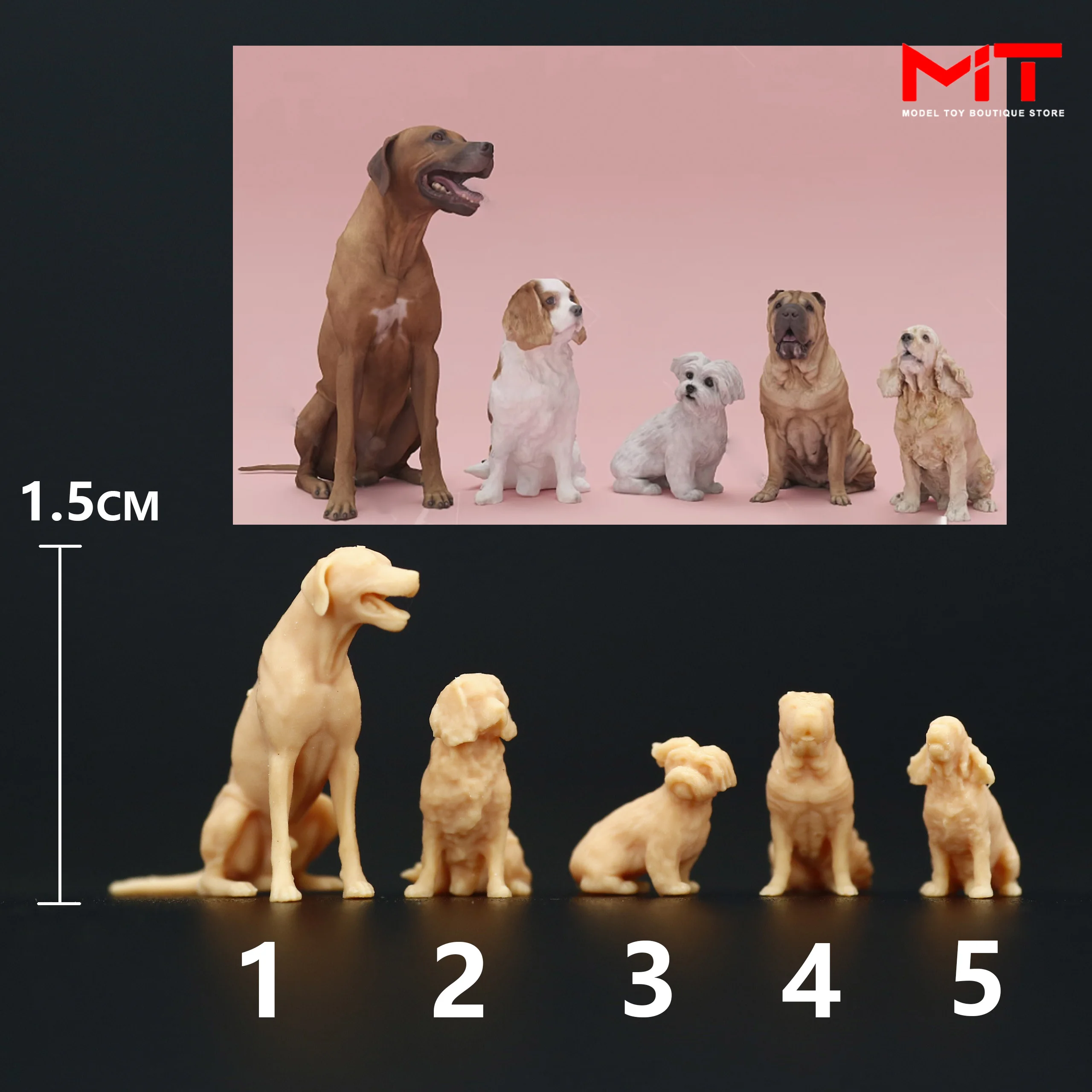 3D Print Diorama 1/87 1/64 1/43 A277 Cute Dog Puppy Miniature Figure Sand Table Scene Puntelli Diorama Model Toy Figurine Decor