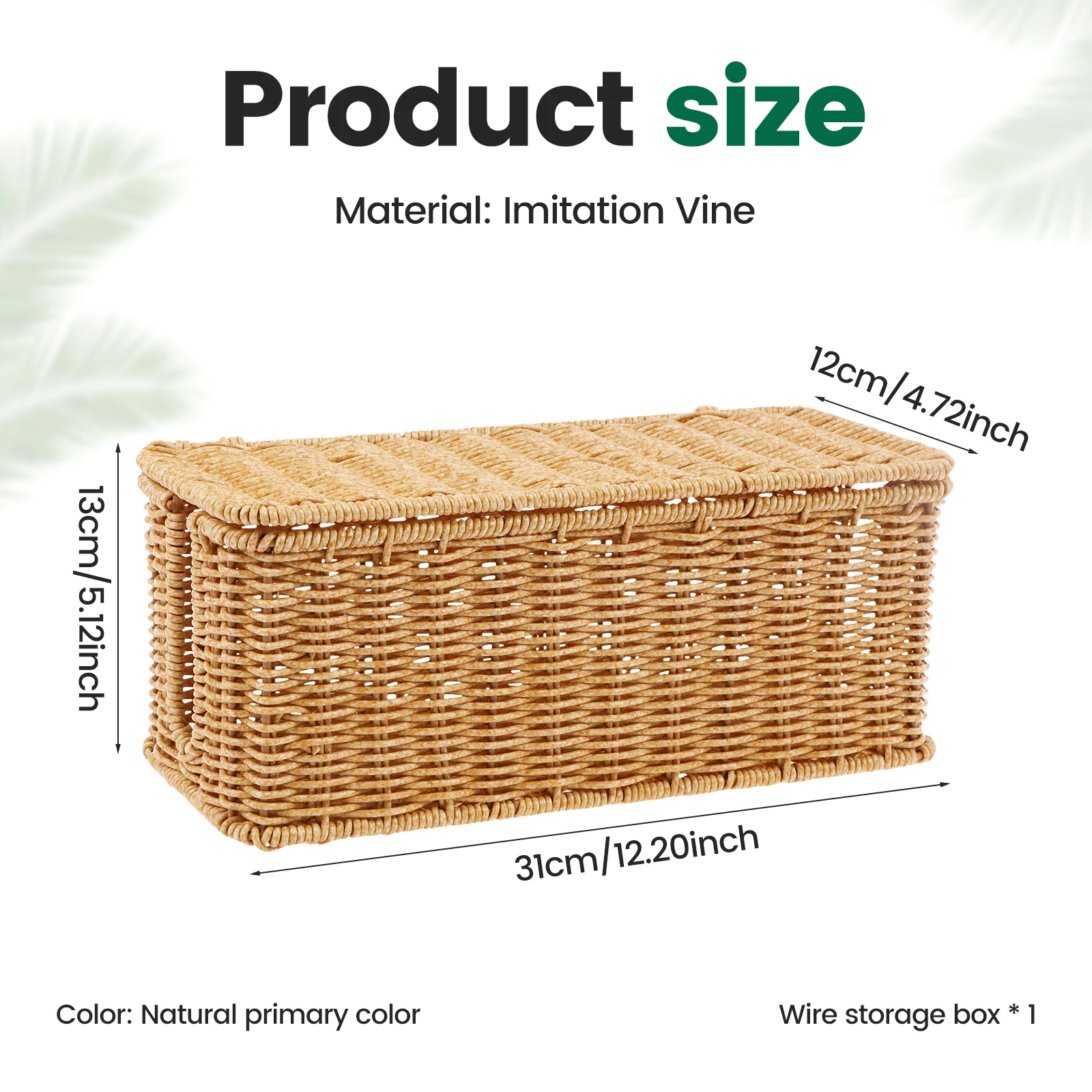 Cable Management Box Imitation Rattan Cord Hider Organizer Box Large Capacity Versatile Under Desk Cord Organizer for Home Wires 4