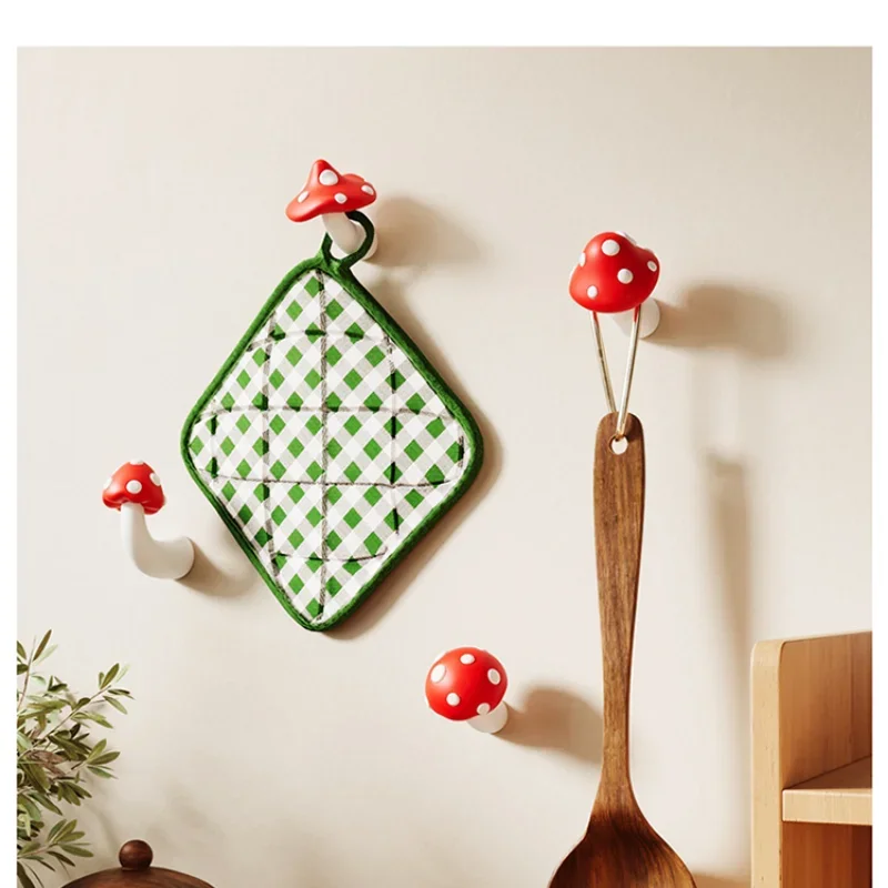 Mushroom hook creative punching-free entrance door decorative wall hook coat entrance key storage rack 5