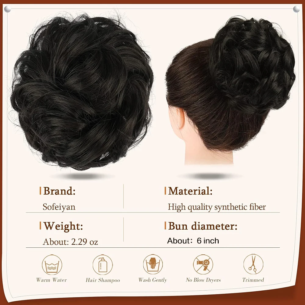 Hairpiece Messy Buns Hair Extensions Claw Clip-on hair Chignons Updos Synthetic Natural Hair Color Wig for Women