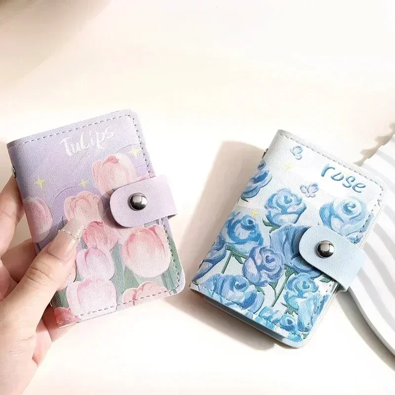 Women's Multi Slot Card Case Credit Card Holder ID Badge Holder Protective Covers Large Capacity Retro Bag Purse