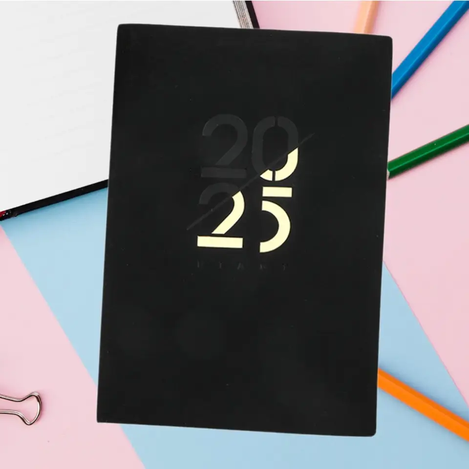 2025 A5 Week To View Diary Full Year Planner Organiser Hardback Cover & Ribbon (Slate - View #9