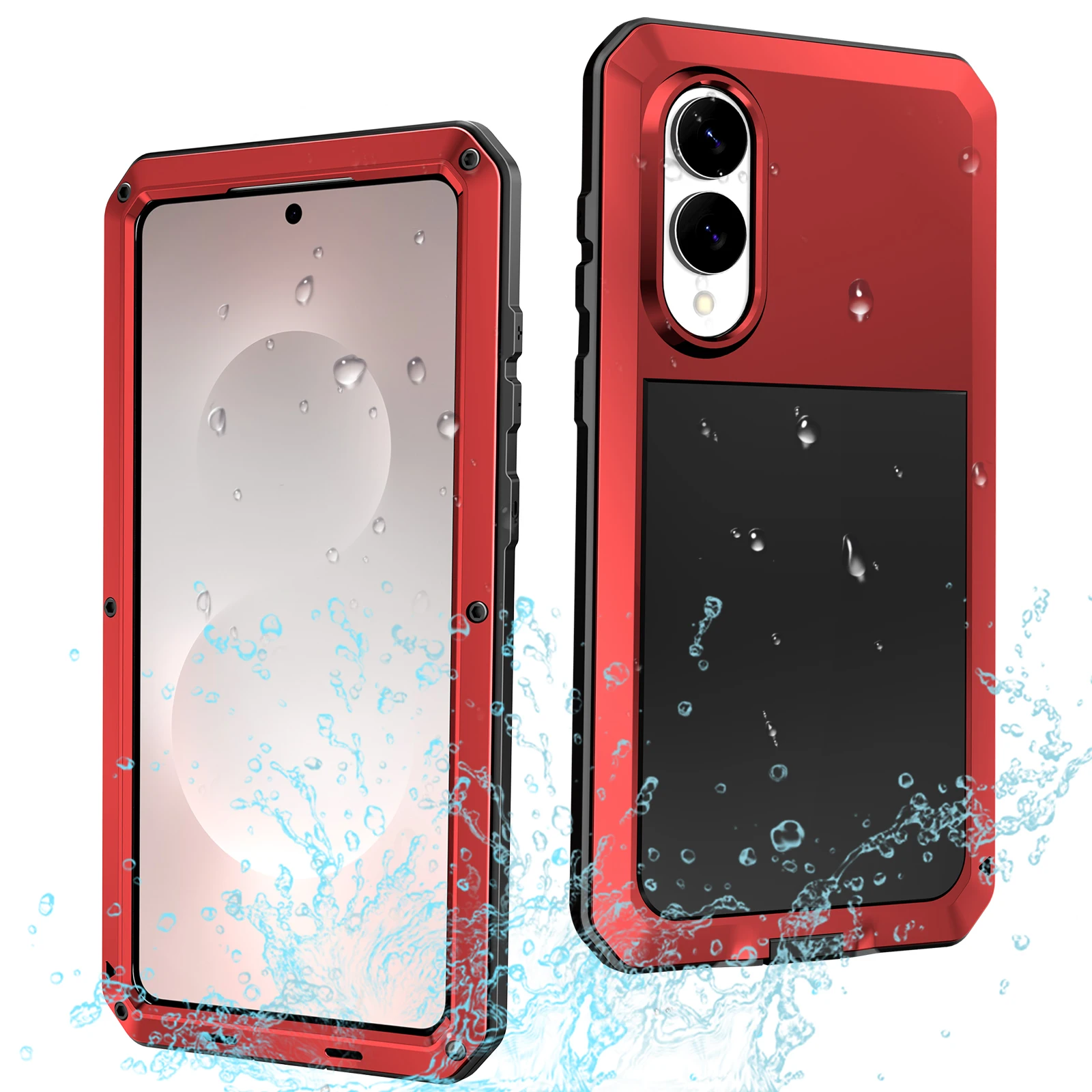 Shockproof Metal Armor Case with Tempered Glass Protection