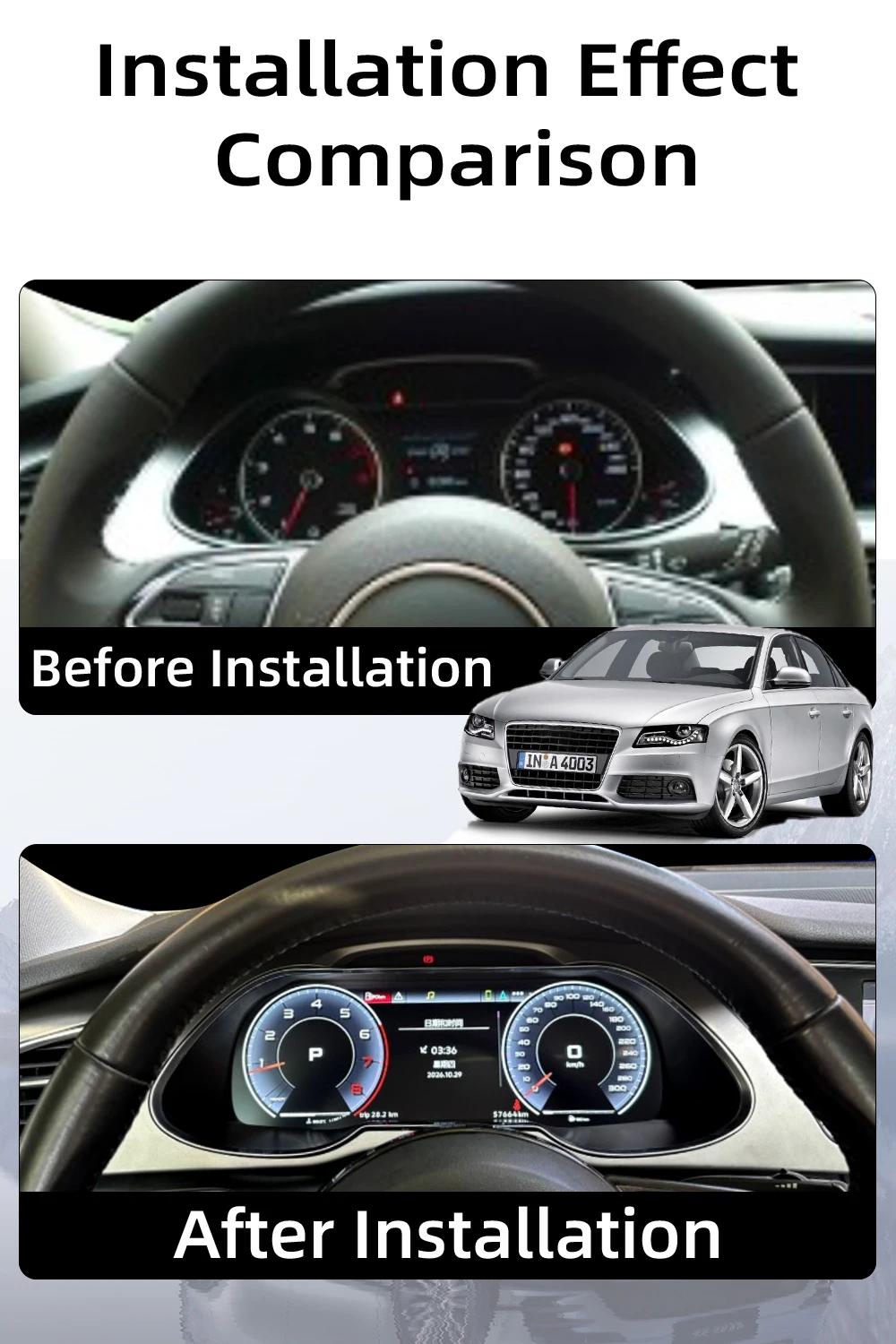 Digital Instrument Cluster For Audi A4 2013-2016 Speedometer 12.3”HD screen1920*