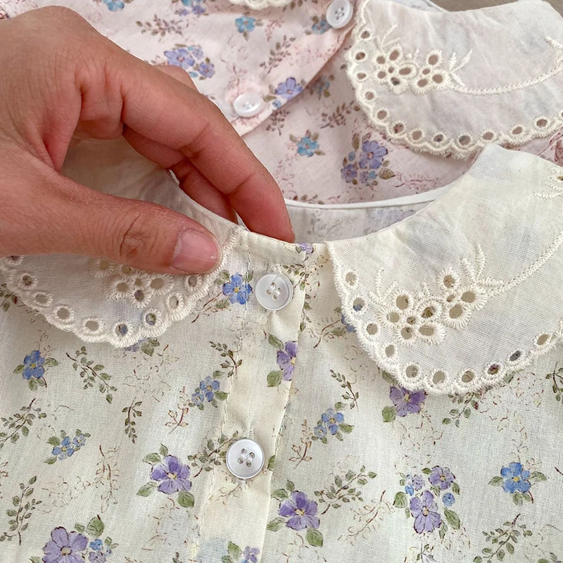 2024 New Summer Korean Style Climbing Suit Short Sleeved Cotton Print Toddler Baby Girls Jumpsuit 0-24M Baby Girl Clothing 6