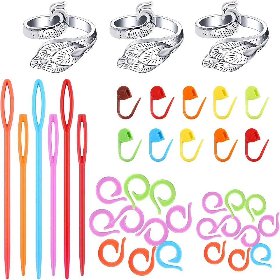 Crochet Knitting Tools Kit with Stitch Markers and Adjustable Knitting Loops for Fabric Weaving DIY Handmade Craft KRABALL