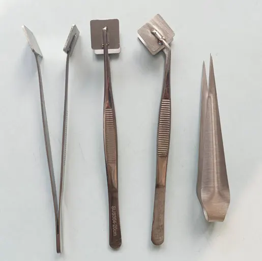 Square head elbow V-shaped head pointed round clamp tweezers glass tool thermoplastic glass