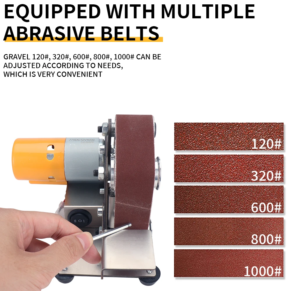 Multifunctional Polishing Grinding Machine Cutter Edges Sharpener Grinder Mini Electric Belt Sander 7 speed Adjustable 110V/220V electric grinder electric sander belt sander saw blade sharpener
