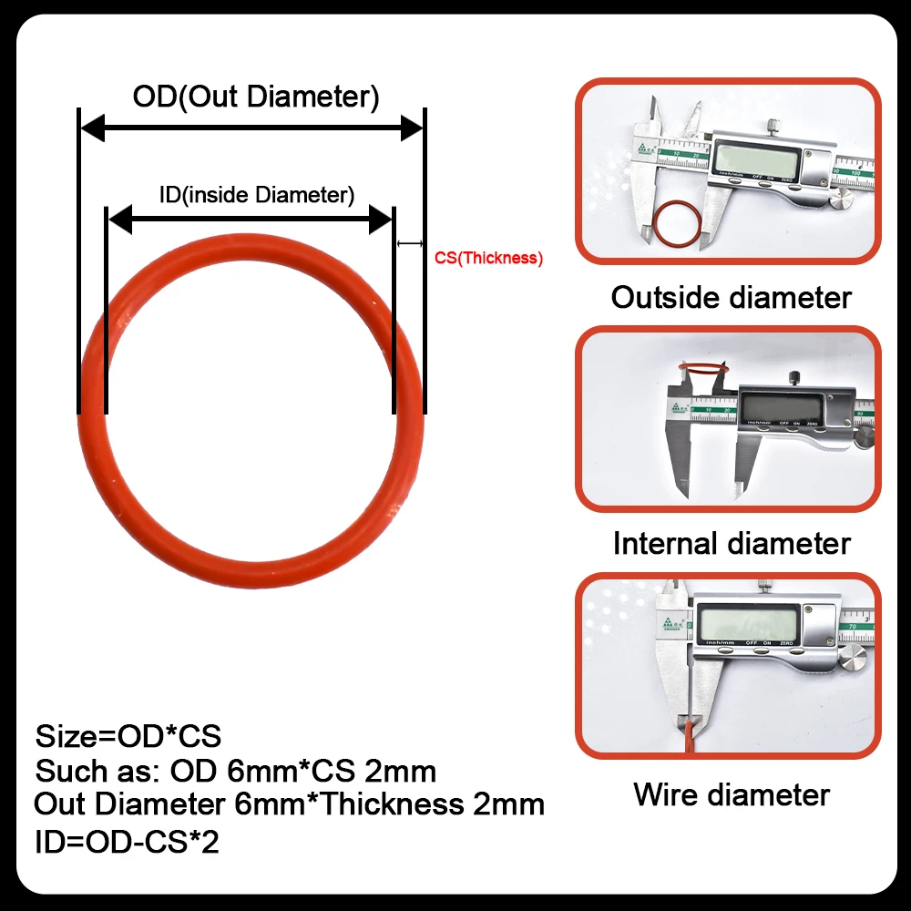 CS1/1.5/2/2.4/3.1mm Black White Red Silicone O Ring Gasket Sealing Washers Oring Spacers High Temperature Seal Insulated Gaskets