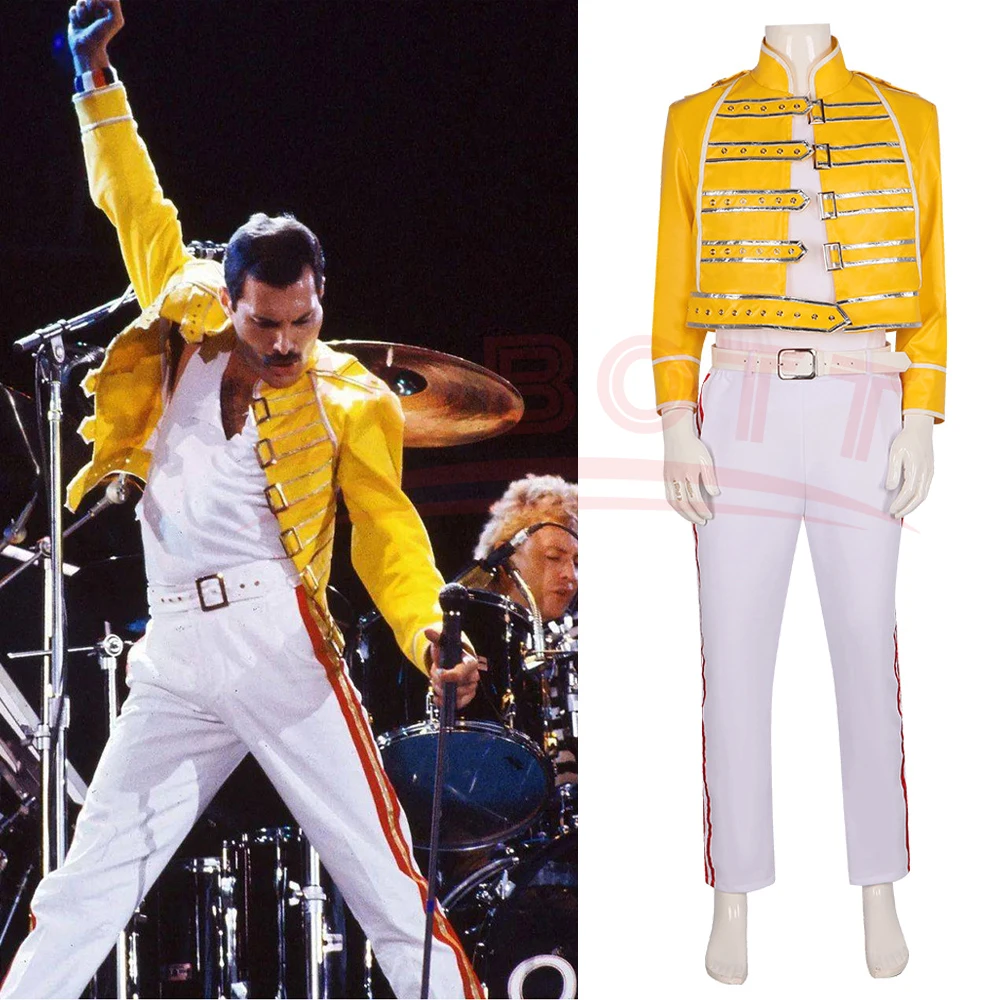 Anime Queen Lead Vocals Freddie Mercury Cosplay Costume Yellow