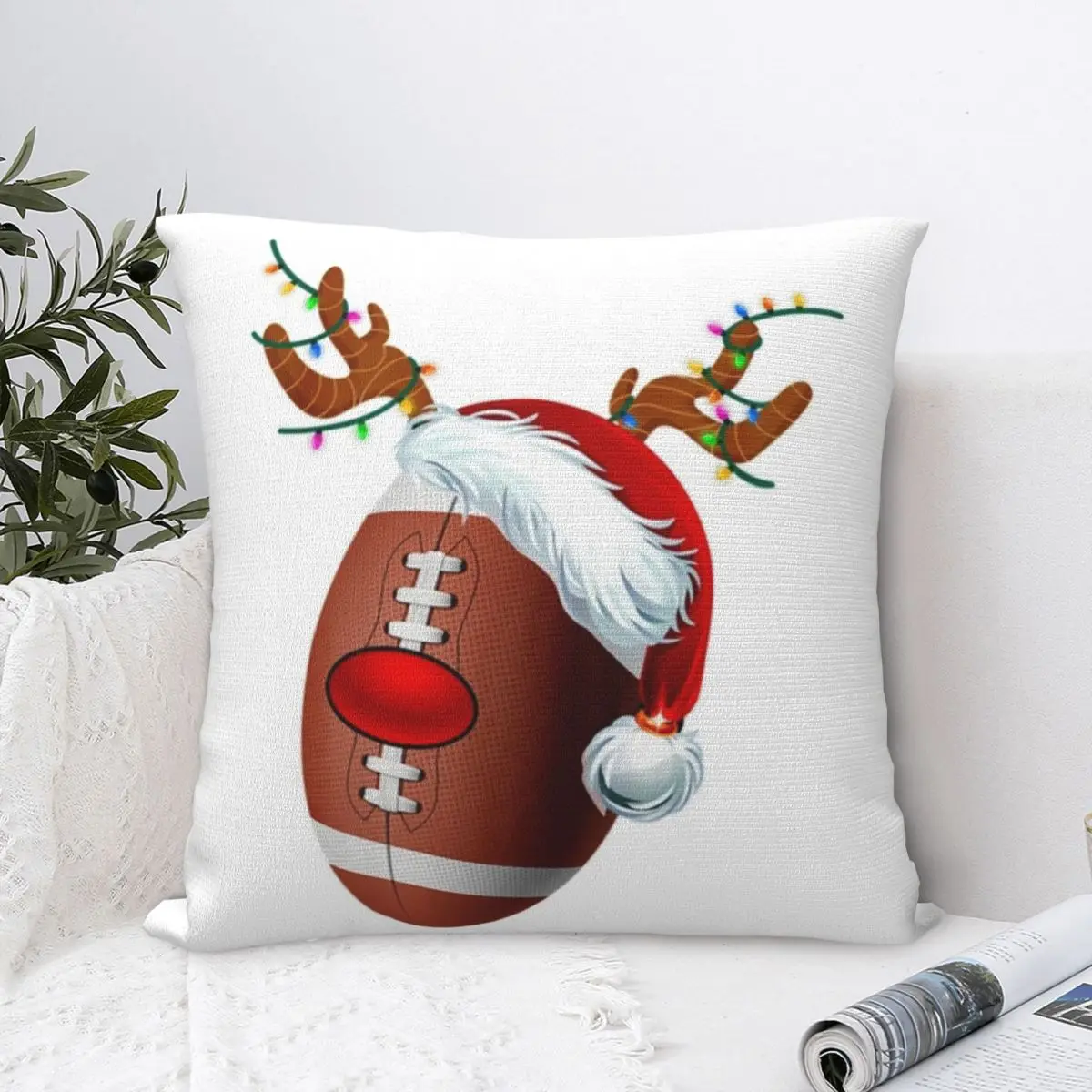 

Christmas Rugby Square Pillowcase Polyester Pillow Cover Velvet Cushion Zip Decorative Comfort Throw Pillow For Home Living Room