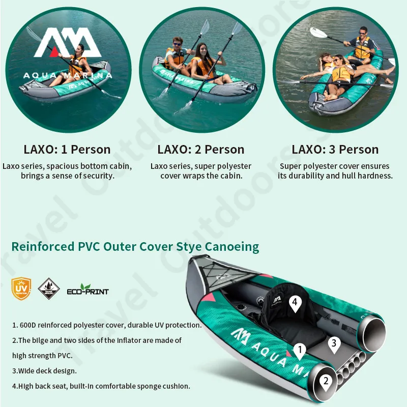 13'6”/11' Inflatable Recreational Kayak - 2 Person with Drop Stitch Floor  and Accessories Including Kayak Seats with High Back Support, Paddle, Fin