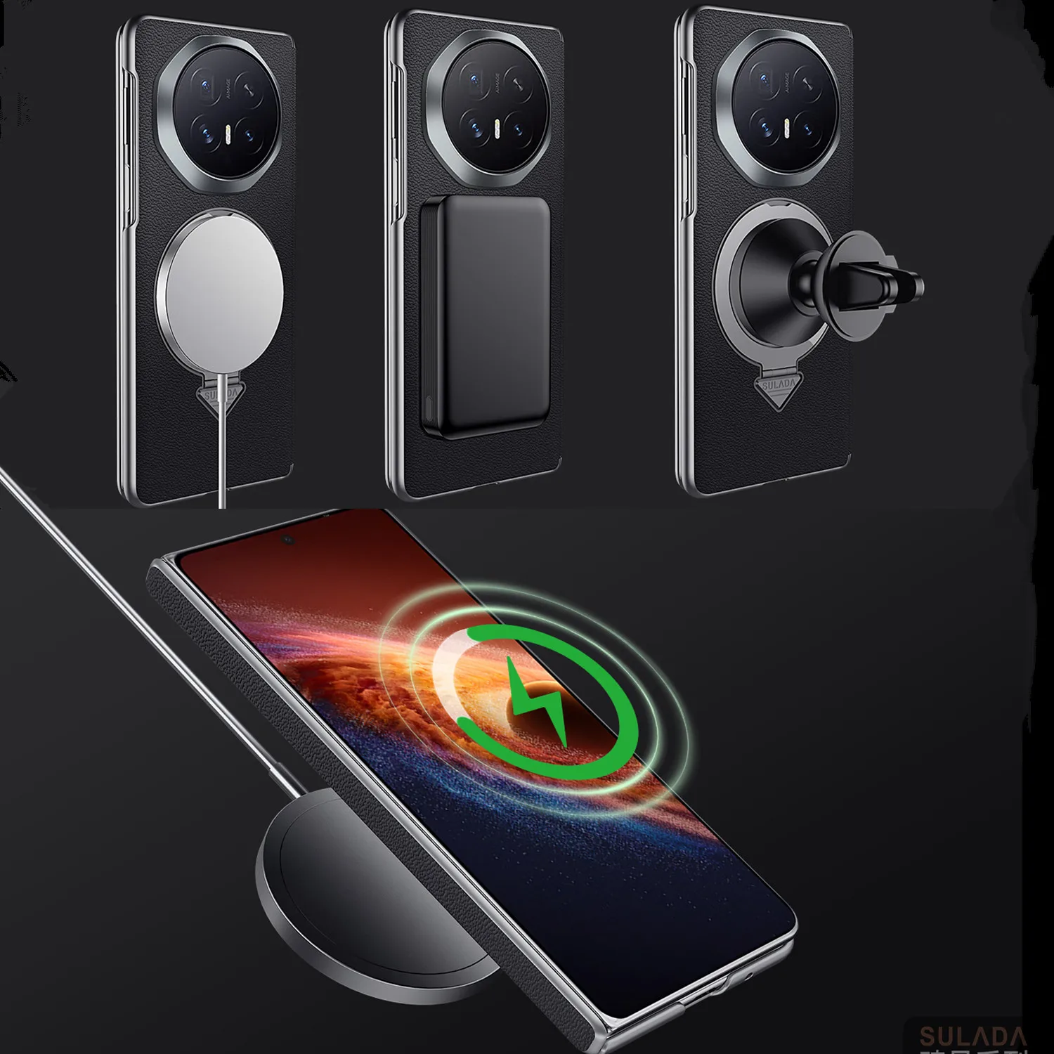 Honor Magic V6 Leather Magnetic Handle MagSafe Case with Hinge Protection by SULADA 14 Honor Magic V6 Leather Magnetic Handle MagSafe Case with Hinge Protection by SULADA 6