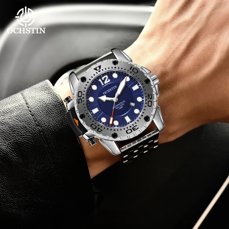 OCHSTIN Business Light Waterproof Wristwatch Multifunction Quartz Movement Hot Model 2024 Mariner Series Men's Quartz Watch