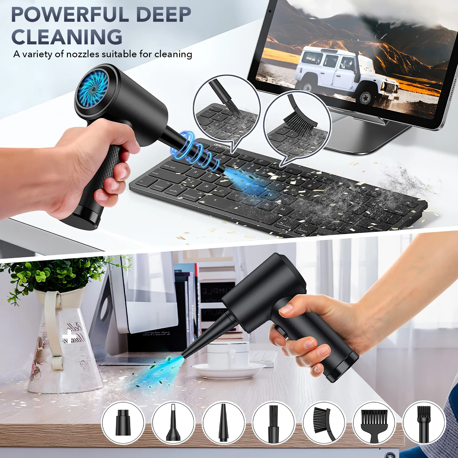 Computer Dust Blower Compressed Wireless Air Duster Cordless Electric Vacuum For Computer Laptop Keyboard Camera Cleaning