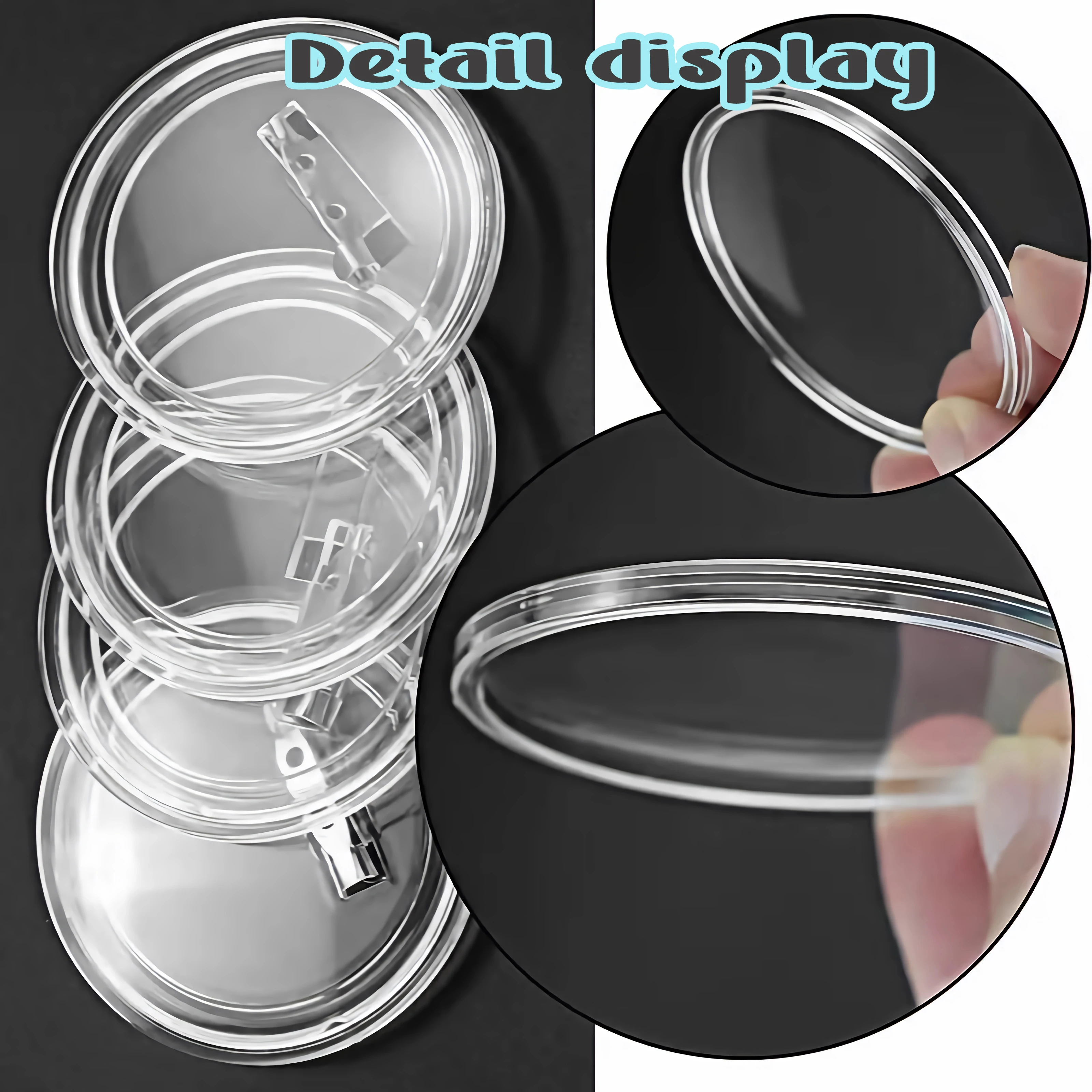 CLYAIYLC 3 inch  button badges with pins, transparent acrylic button badges with craft buttons, large photo button bad 5