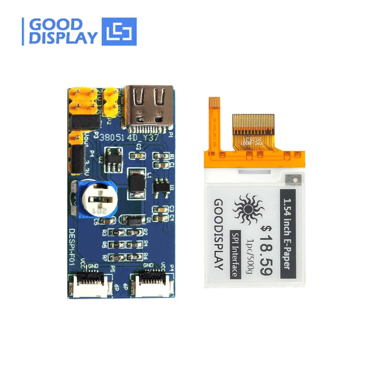 E-paper Display com Frontlight e Connect Board Epaper Grayscale Gdey0154d67-fl01 Mais Despi-f01 154