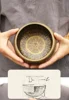 Nepal Handmade Yoga Meditation Bowl with Mantra Design Tibetan Singing Bowl Set for Meditation and Relaxation 5