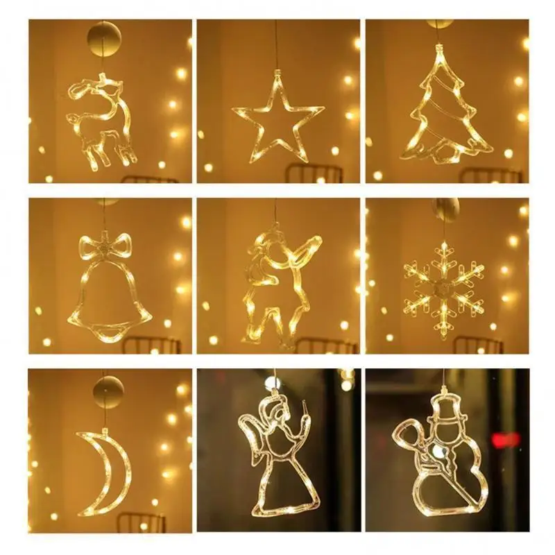 LED Christmas Decorative Lights Santa Claus Snowman Reindeer Christmas Tree Decorations Holiday Party Decorations Star Lights