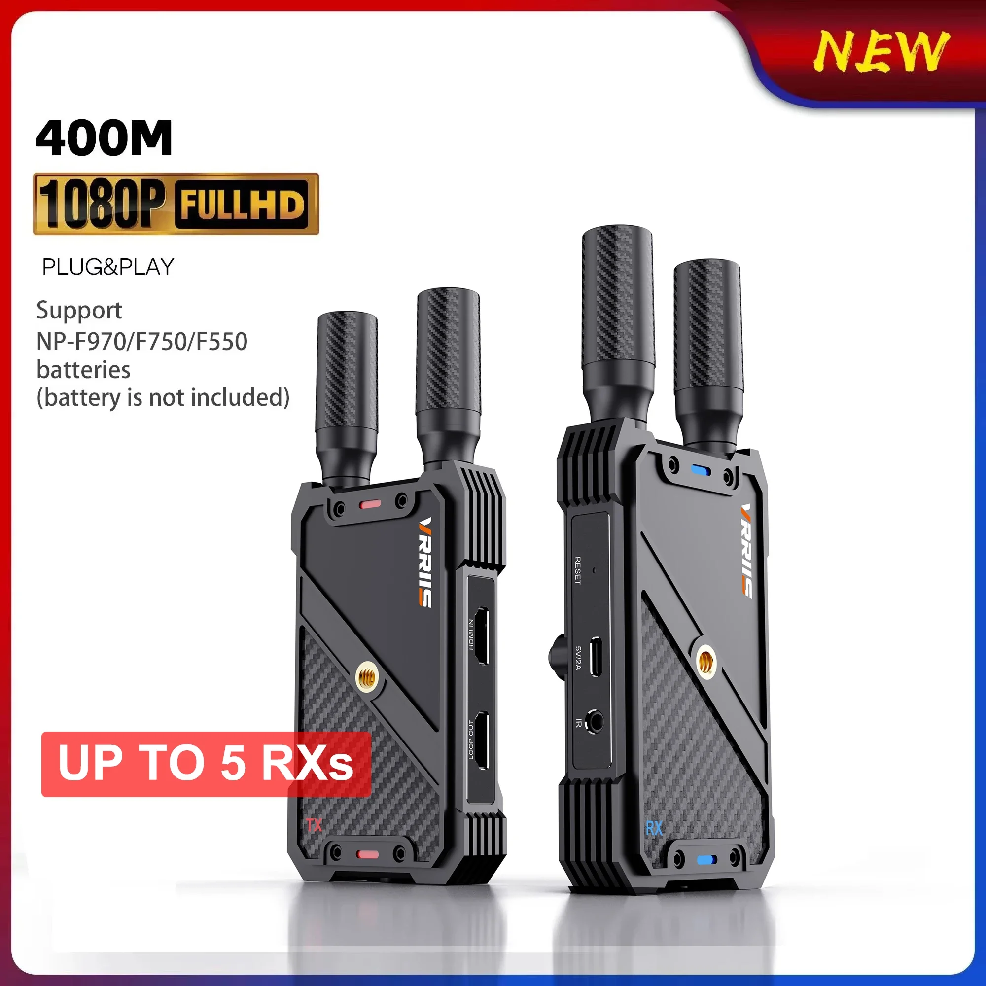 400m Wireless Wifi Dual HDMI Extender Audio Video Transmitter and Receiver Support Church Camera Live Streaming Battery 1 To 5