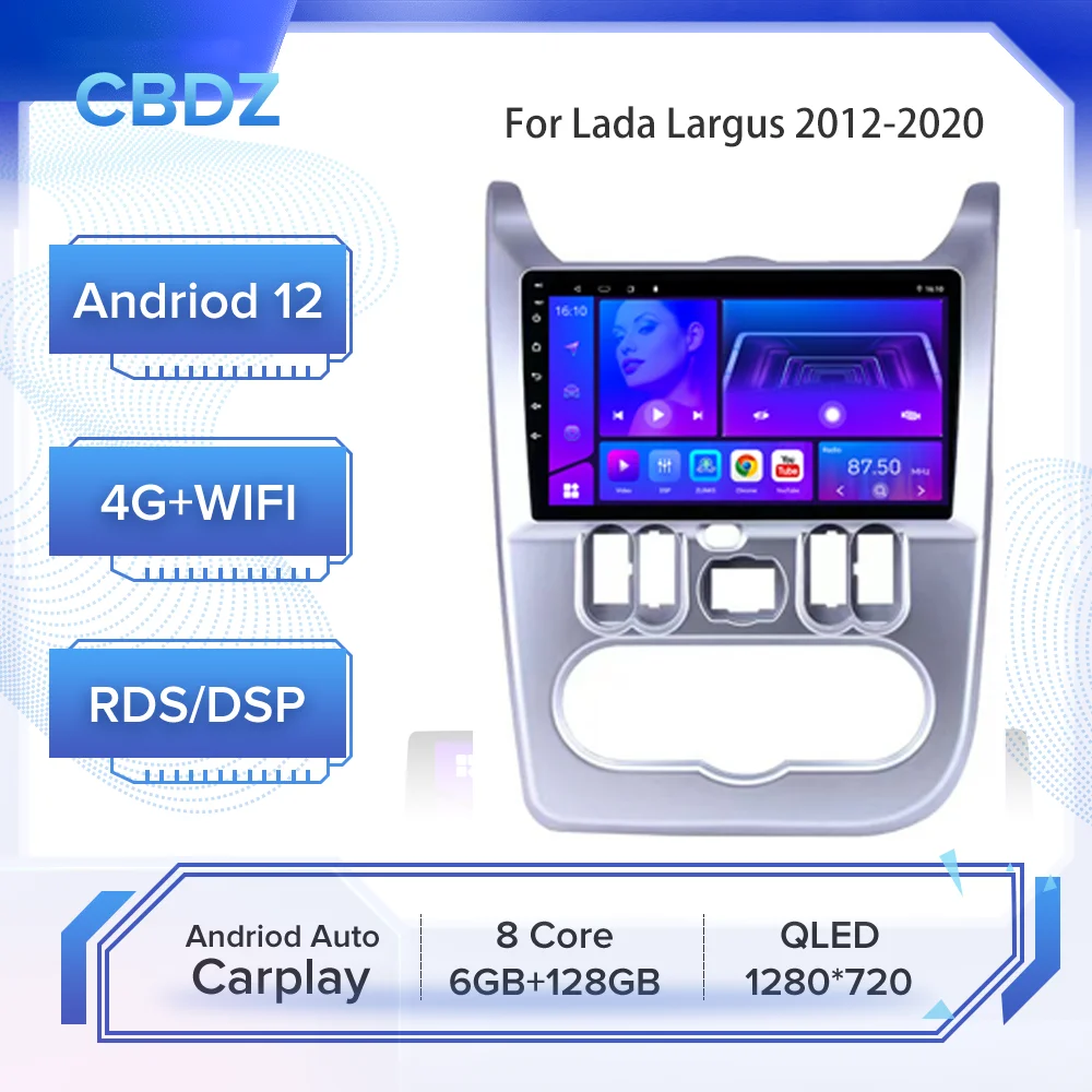 

Автомагнитола для Lada Largus 2012-2020, Android, 4G, Wi-Fi, Carplay, GPS-навигация, без DVD-плеера
