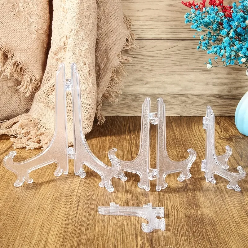 50 Pezzi di Supporti in Plastica per Quadri da 3-8 Pollici per Esporre Immagini a Matrimoni, Feste, Decorazioni per la Casa e la Tavola, Trasparenti/Neri - immagine 2