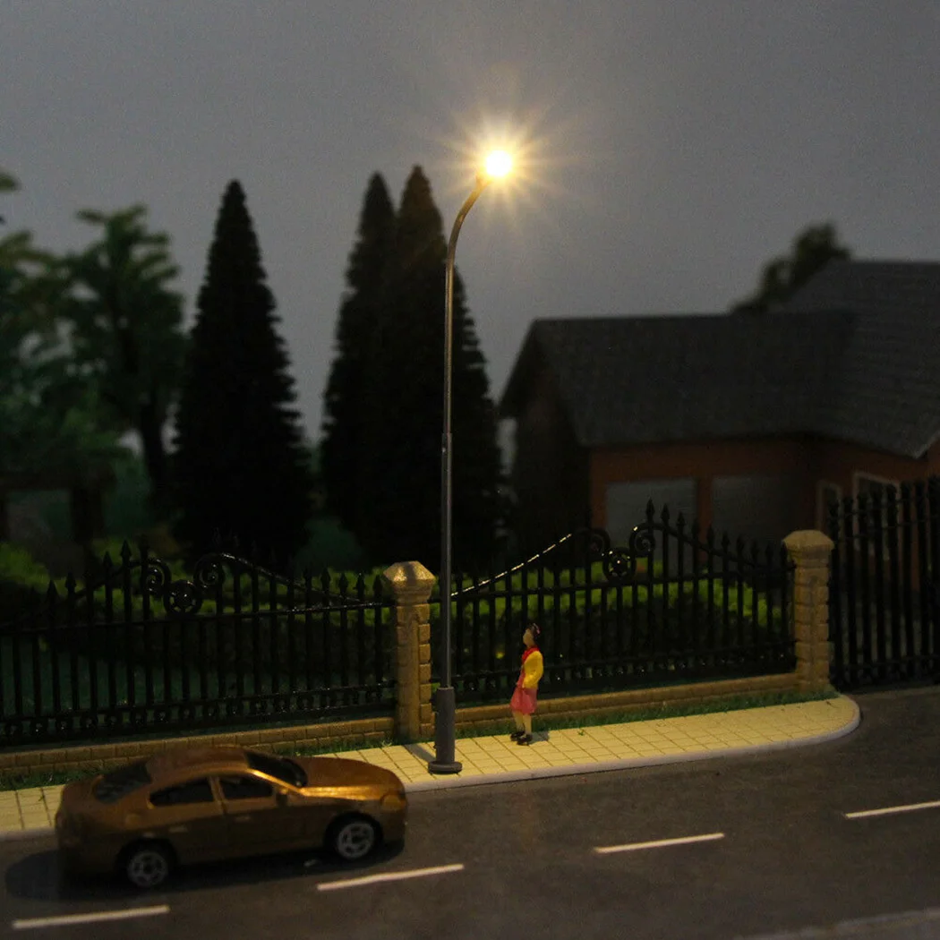 10 Stücke Modelleisenbahnlampen Warmweiß HO Maßstab Lampen Post 1:87 Straßenlaterne Gebäude Layout Zug Landschaft Garten Dekor – Detail 4