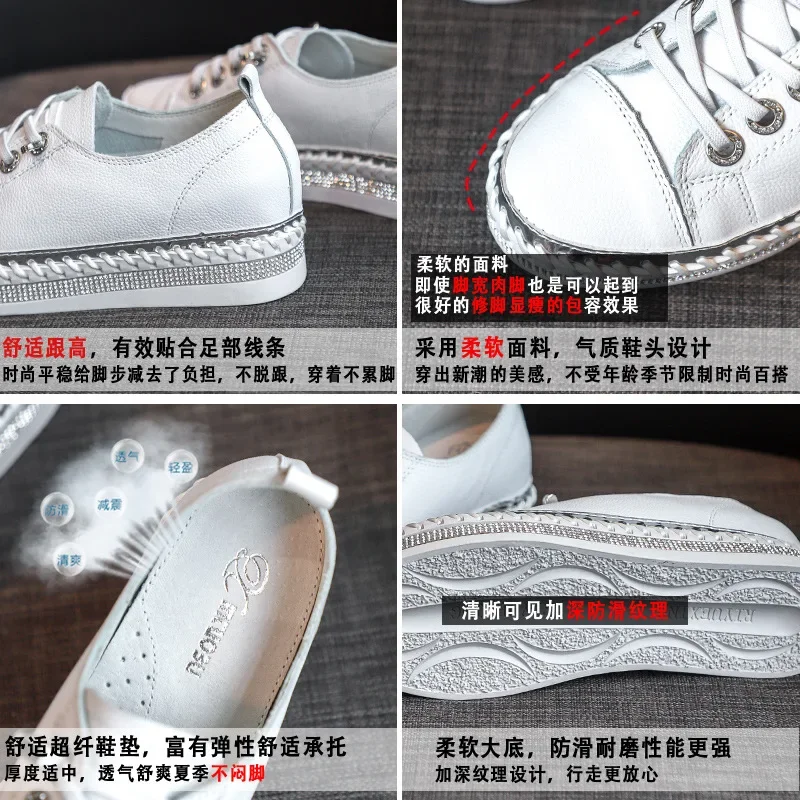 Black New Luxury Crystals Round Toe Women Shoes Bordered Fringe Platform Casual Shoes Female Shoe Rhinestone White Women Shoes