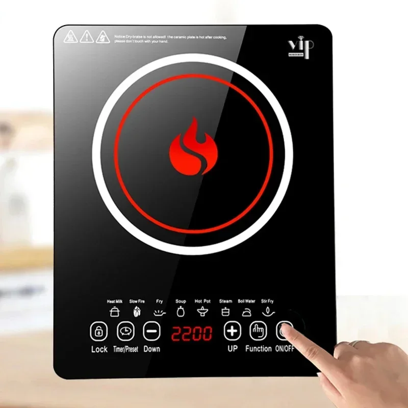 Electric Induction Cooker Boiler Induction Cooker Electric Stove Boiler 2200W Waterproof Stir-Fry Cooking Plate Intelligent Hot Pot Stove Cooktop Burner