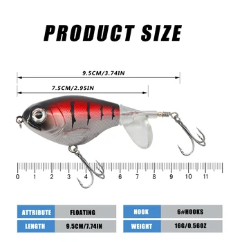 1pc Topwater Fishing Lure 11g/16g Whopper Popper Wobbler Artificial Hard Bait Bass Popper Soft Rotating Tail Fishing Tackle 2