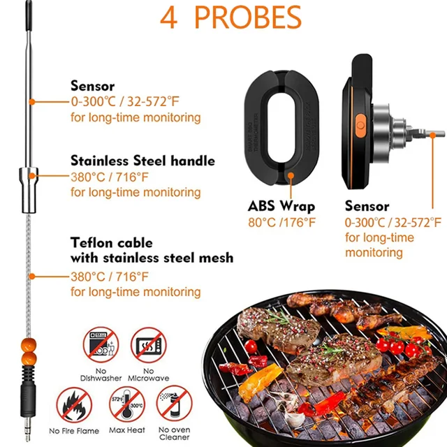 Hús Főző Szerszámok Sütő Bluetooth Grillérzékelő Magas Konyhai Kiegészítők 500 Digitális Hőmérő Grillhez - Image 5