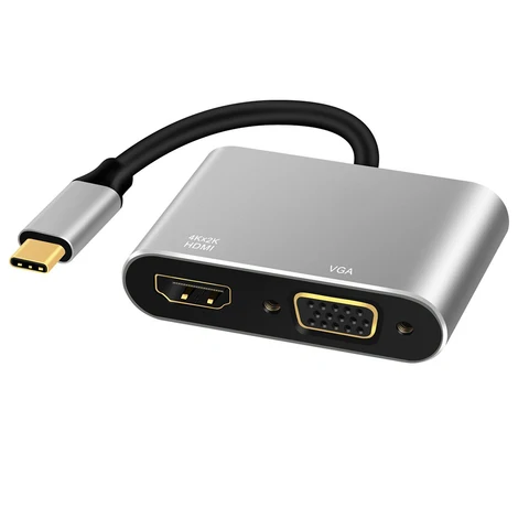 To for  VGA Multifunction For PC Terminal Data Transmission Display Adapter Support Video TV 4K Audio USB 3.1 Converter