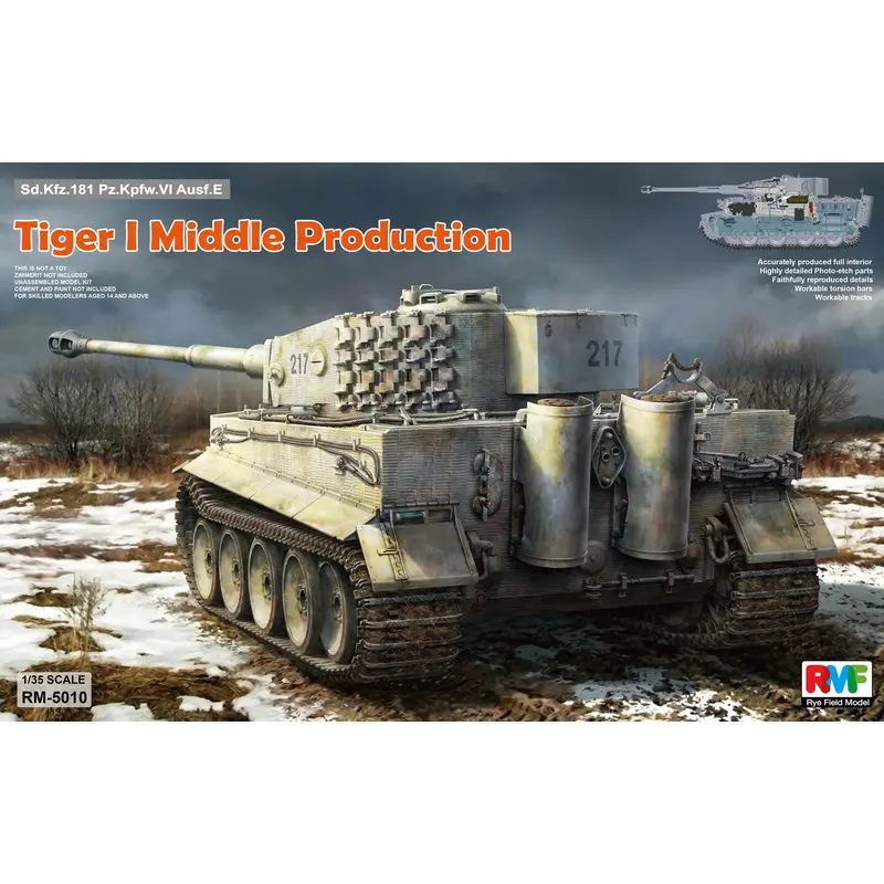 Rye Field Model Rfm Rm-5010 1/35 Tiger I Middle Production W/ Full Interior - Scale Model Kit