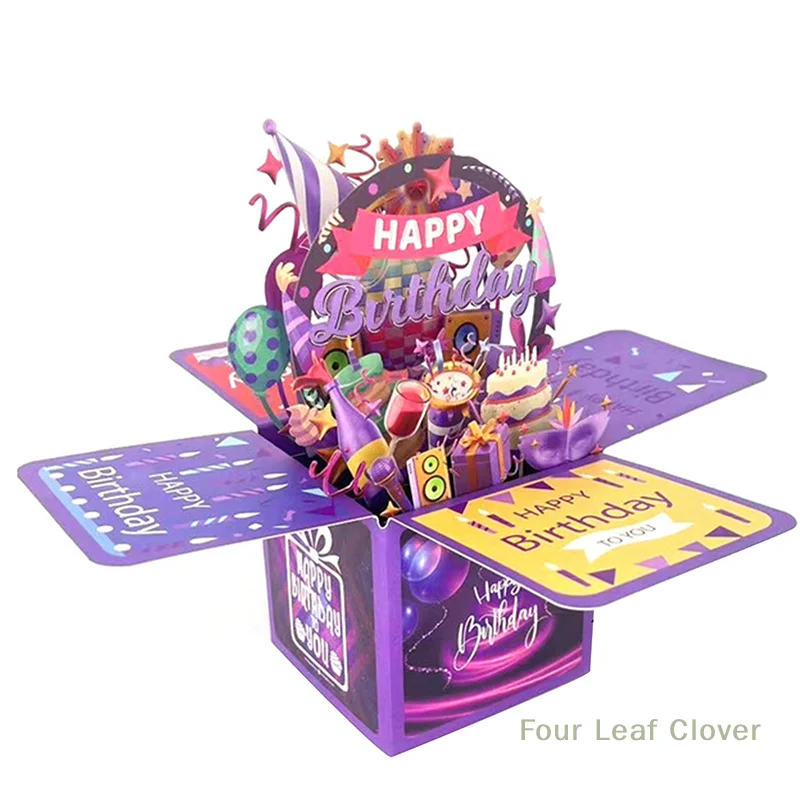 3D Pop Up Happy Birthday Greeting Card Gift Greeting Cards For Birthday With Envelope Blessing Postcard Party Gifts
